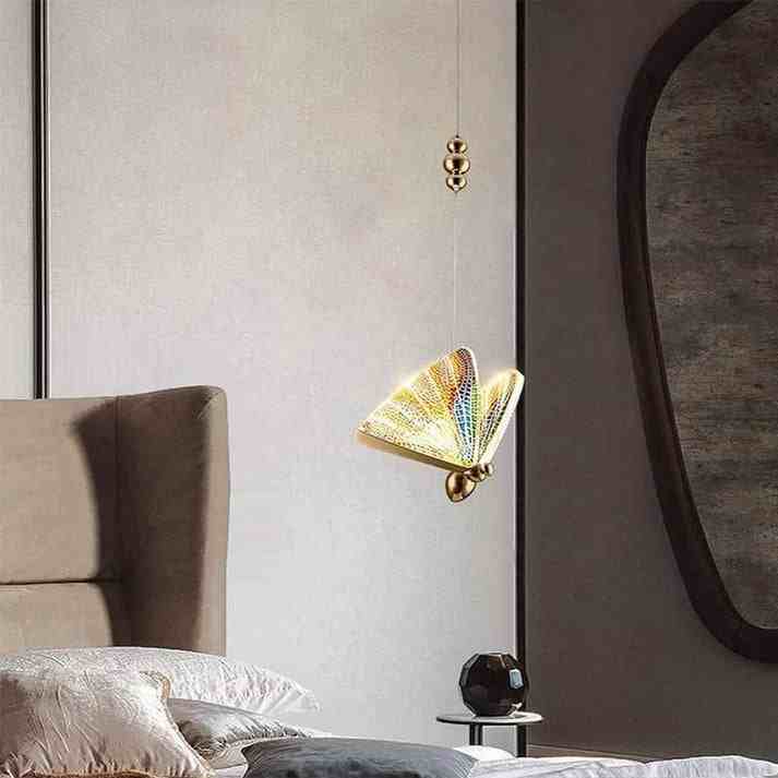 Gold Butterfly Bedside Hanging Pendant Light