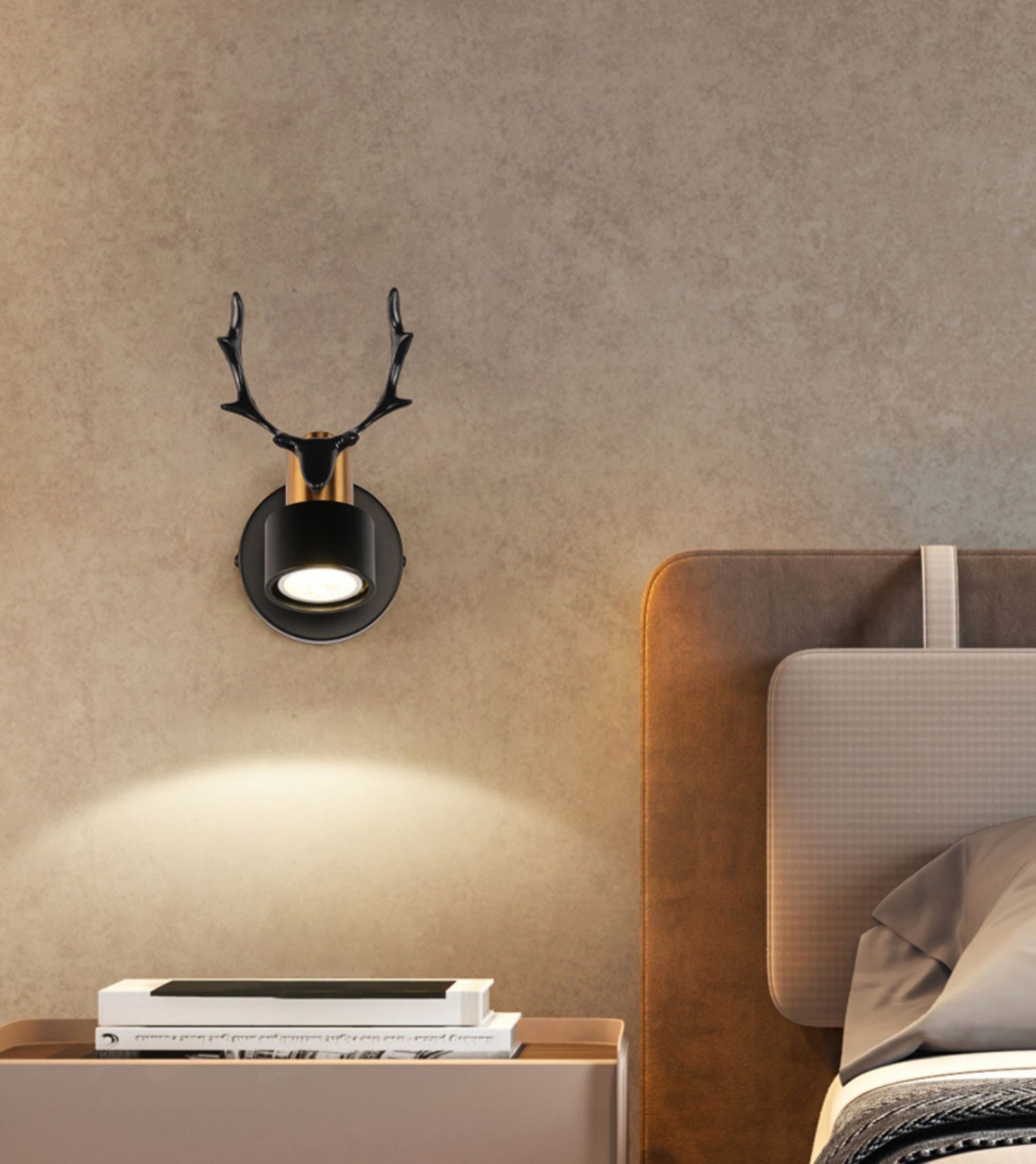 Black Metal Stag LED Wall Light