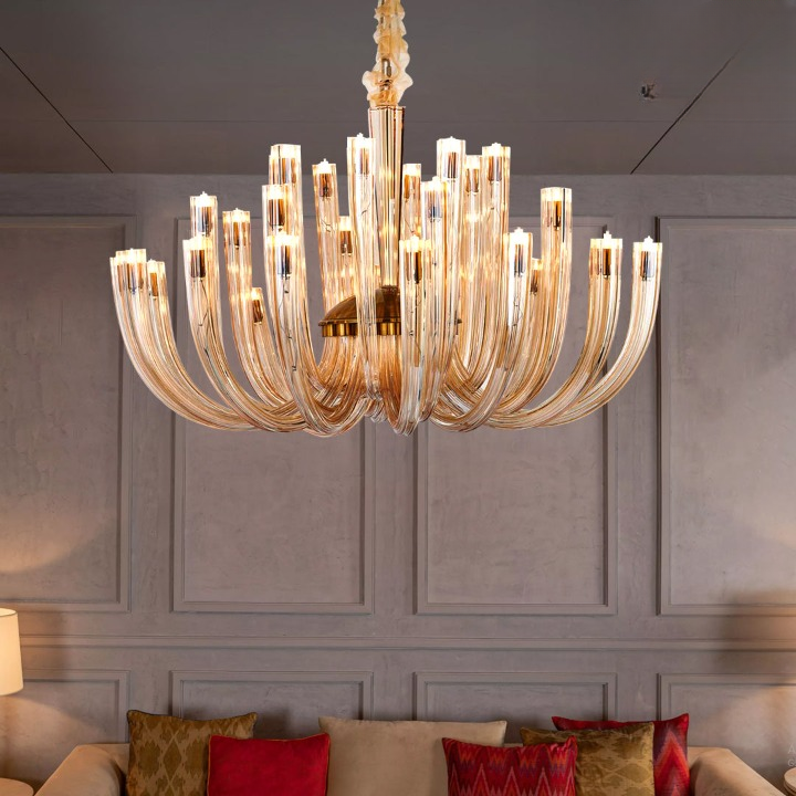 Regal Candle Glass Chandelier (32 Light Heads) Amber