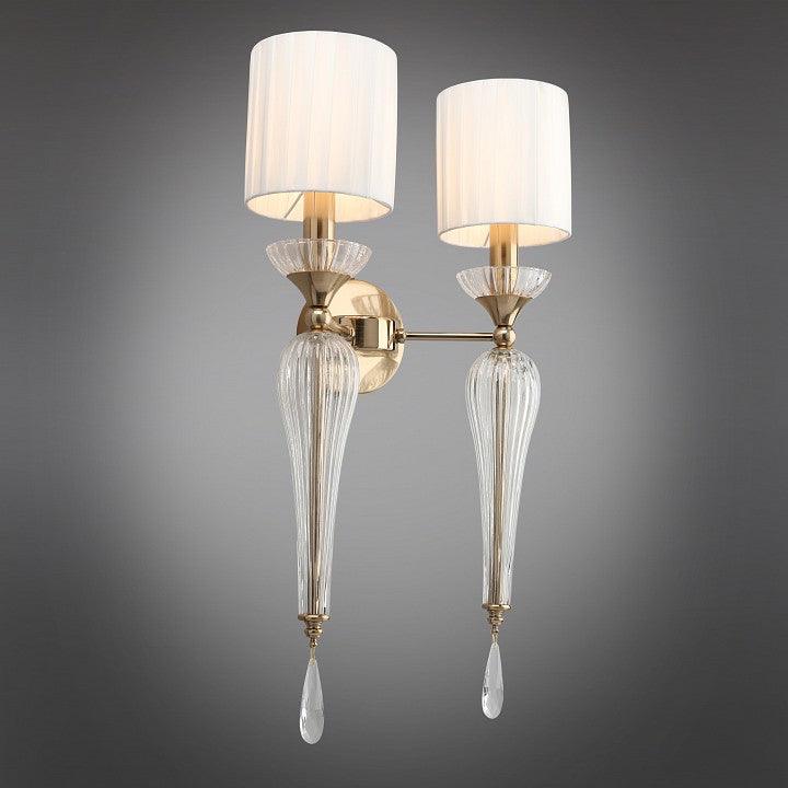 Electroplated Brushed Brass With Fabric Shade Wall Light