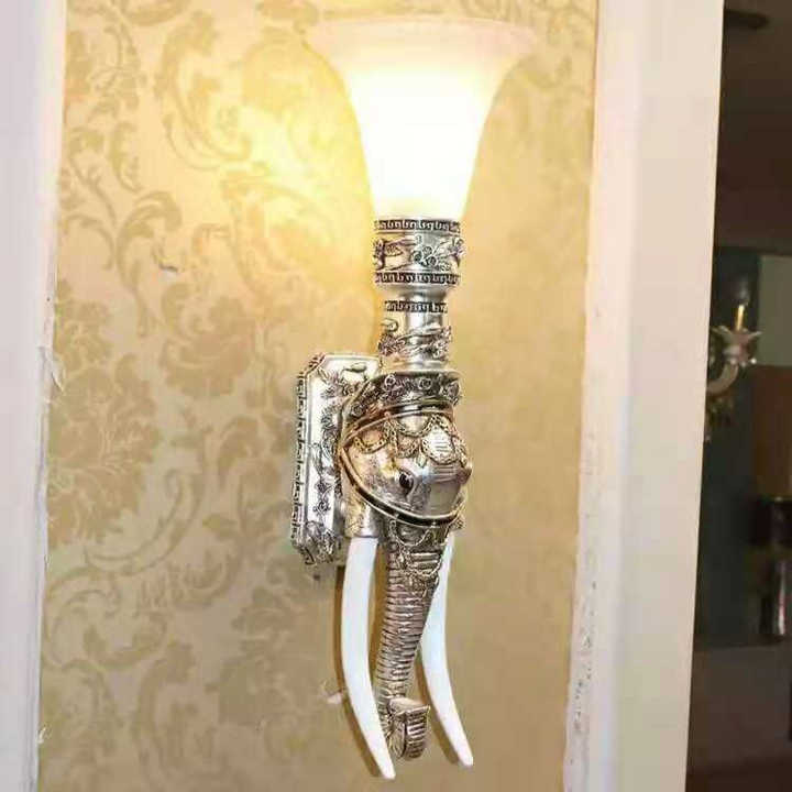 Decorative Elephant Lantern Champagne Rose Wall Light