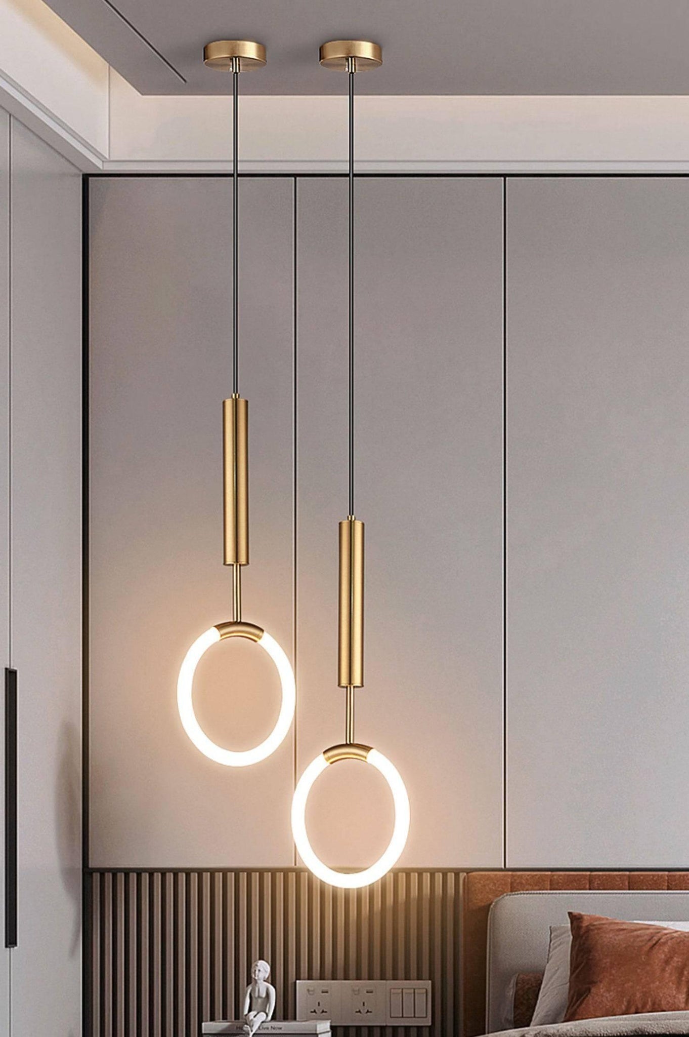 Modern Led Golden Ring Pendant Light
