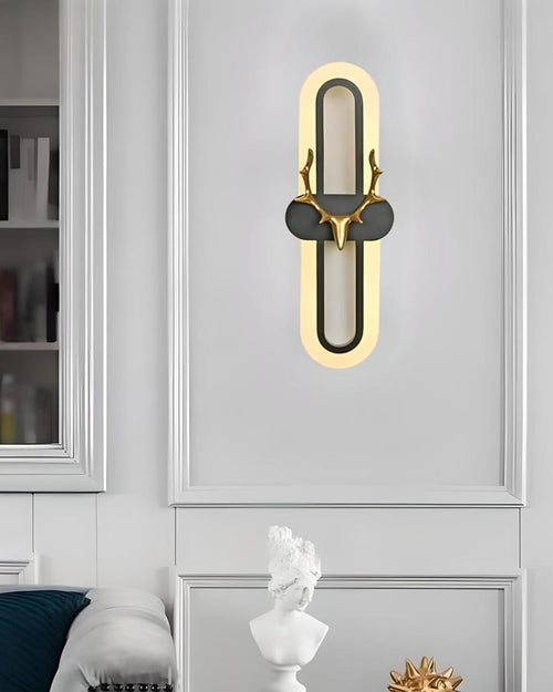Oval Shaped Dear LED Wall Light - Black