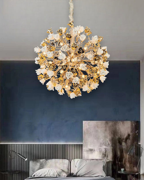Elegant Floral Sphere Chandelier - 40 Lights