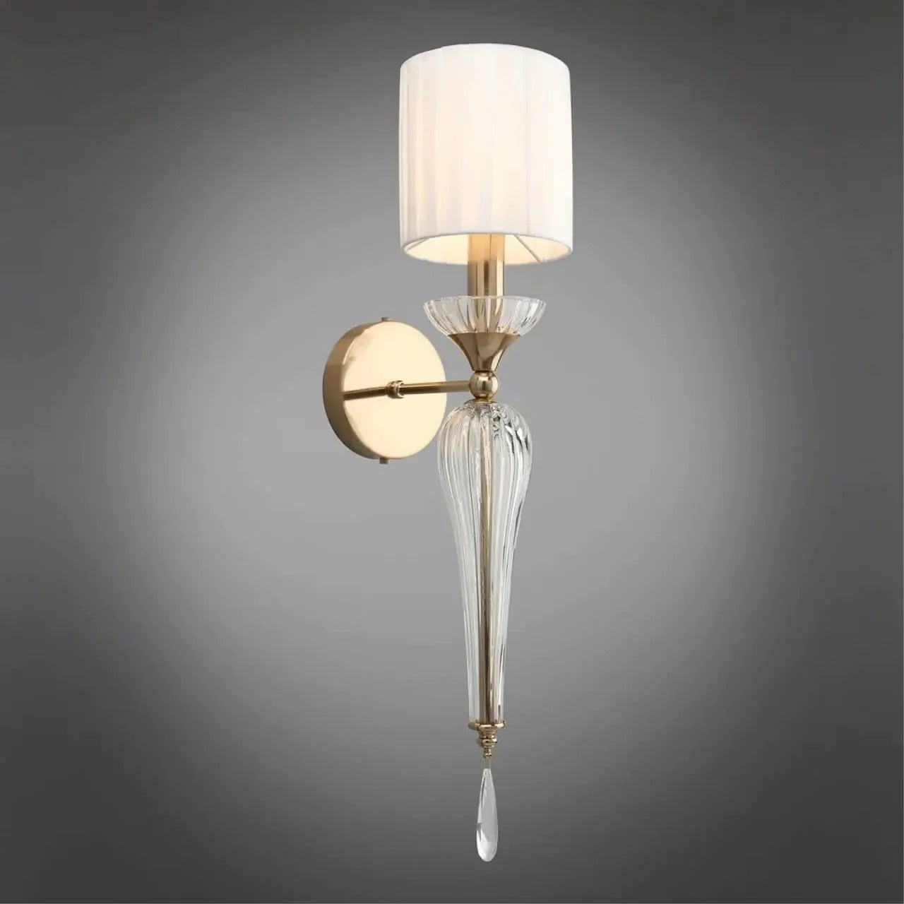 Electroplated Brushed Brass With Fabric Shade Wall Light