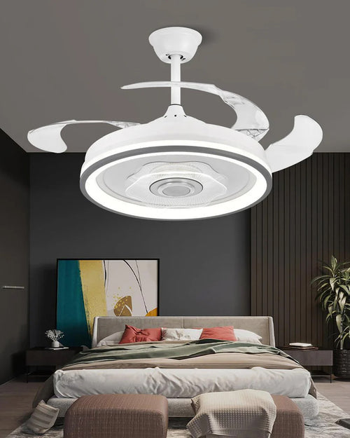 Modern design Retractable Ceiling Fan + Chandelier Light