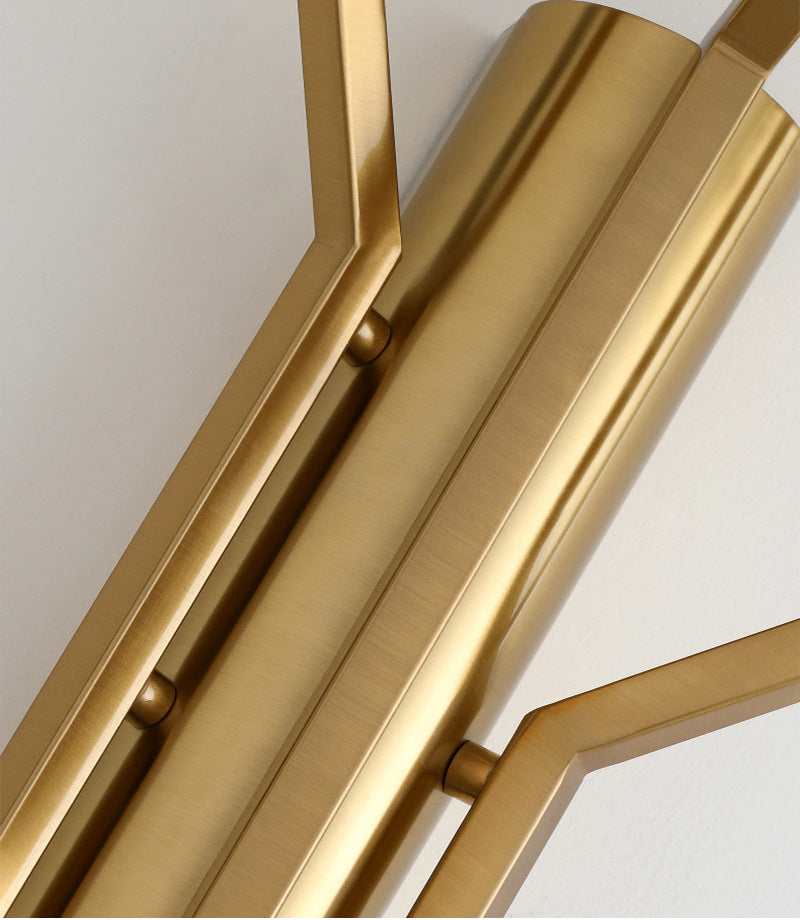 Golden Trio Crystal Wall Light: Copper-Gold Metal Wall Sconce/Light