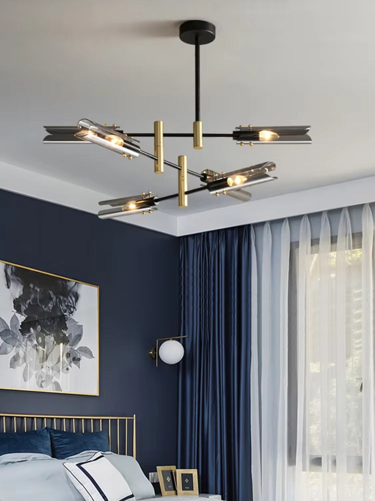 Smoke Gray Glass Chandelier Light