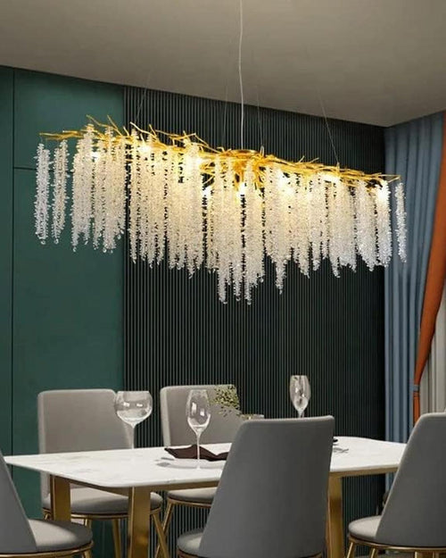 Golden Long Drop Crystal Chandelier