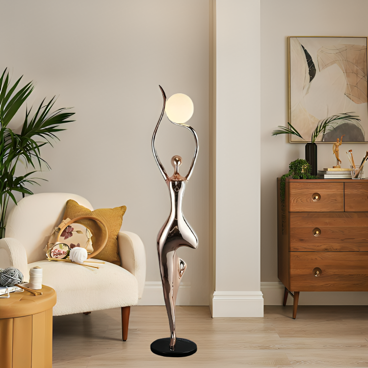 Rosegold Lady Art Sculpture Floor Lamp