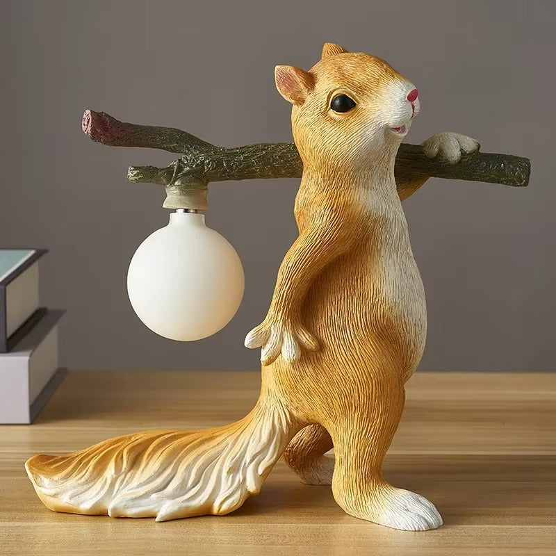Creative Cartoon Resin Squirrel Mini Desk Lamp