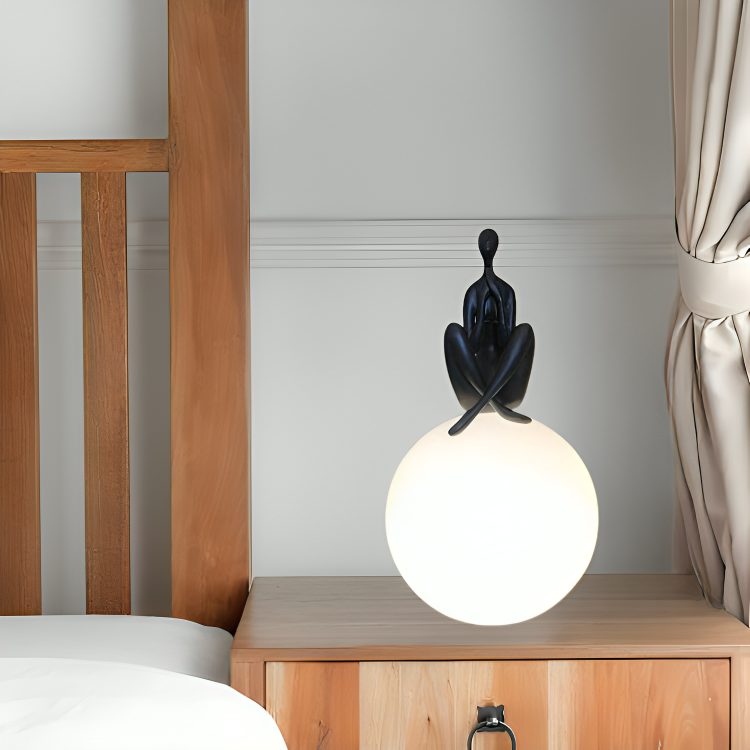 Humanoid Sculpture Moon Table Lamp