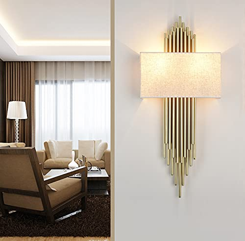 White Shade Modern Gold Metal Wall Light