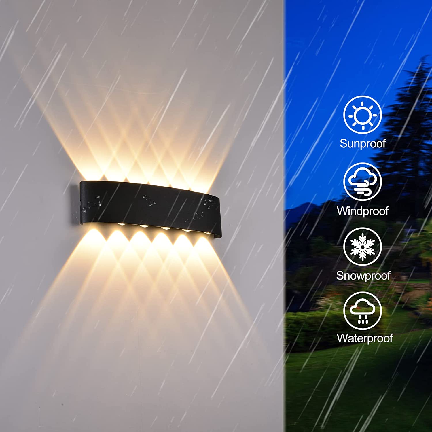 12 LED Waterproof Indoor Outdoor Wall Light