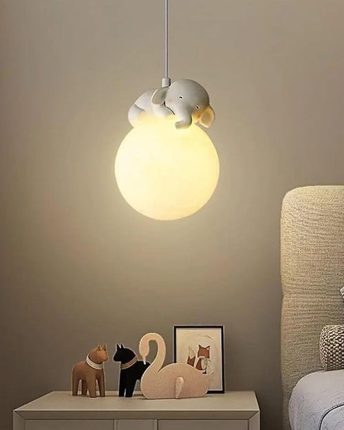 Cute Animal Shaped Moon Pendant Light - Elephant