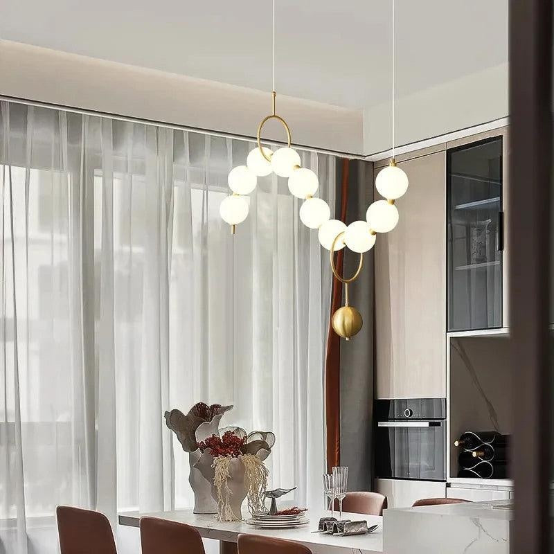 Gold Frosted Globes Chandelier