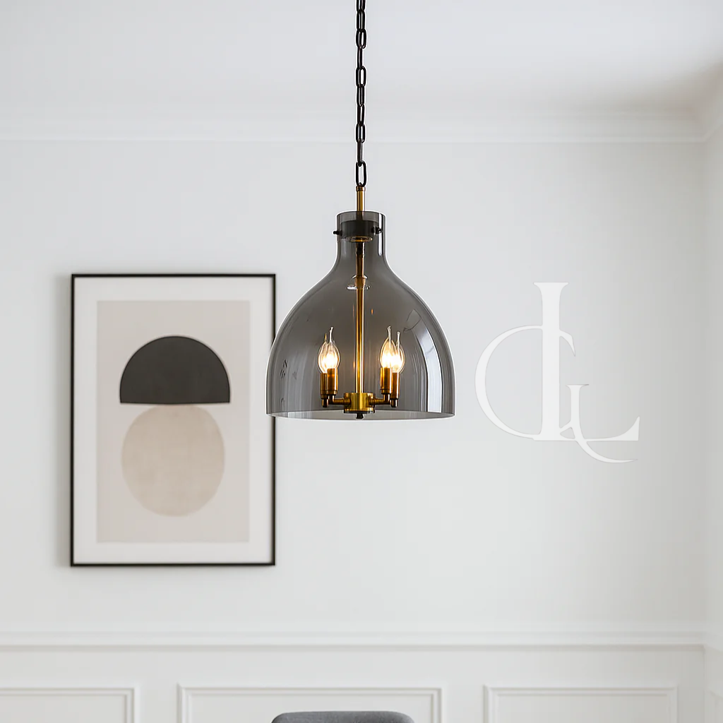 Midnight Silence (Smoke, Glass) Hanging Light