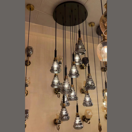 Glass Hanging Lights 12 Pair Bulb Holders