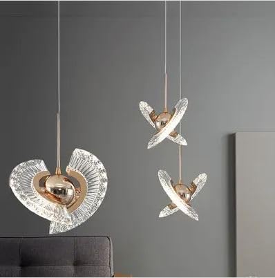 Golden Crystal Twisting Swirl LED Pendant Light - Soft Warm Glow