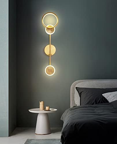 600MM LED Gold Long 3 Rings Wall Light