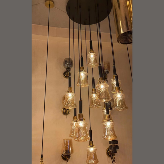 Glass Hanging Lights 12 Pair Bulb Holders