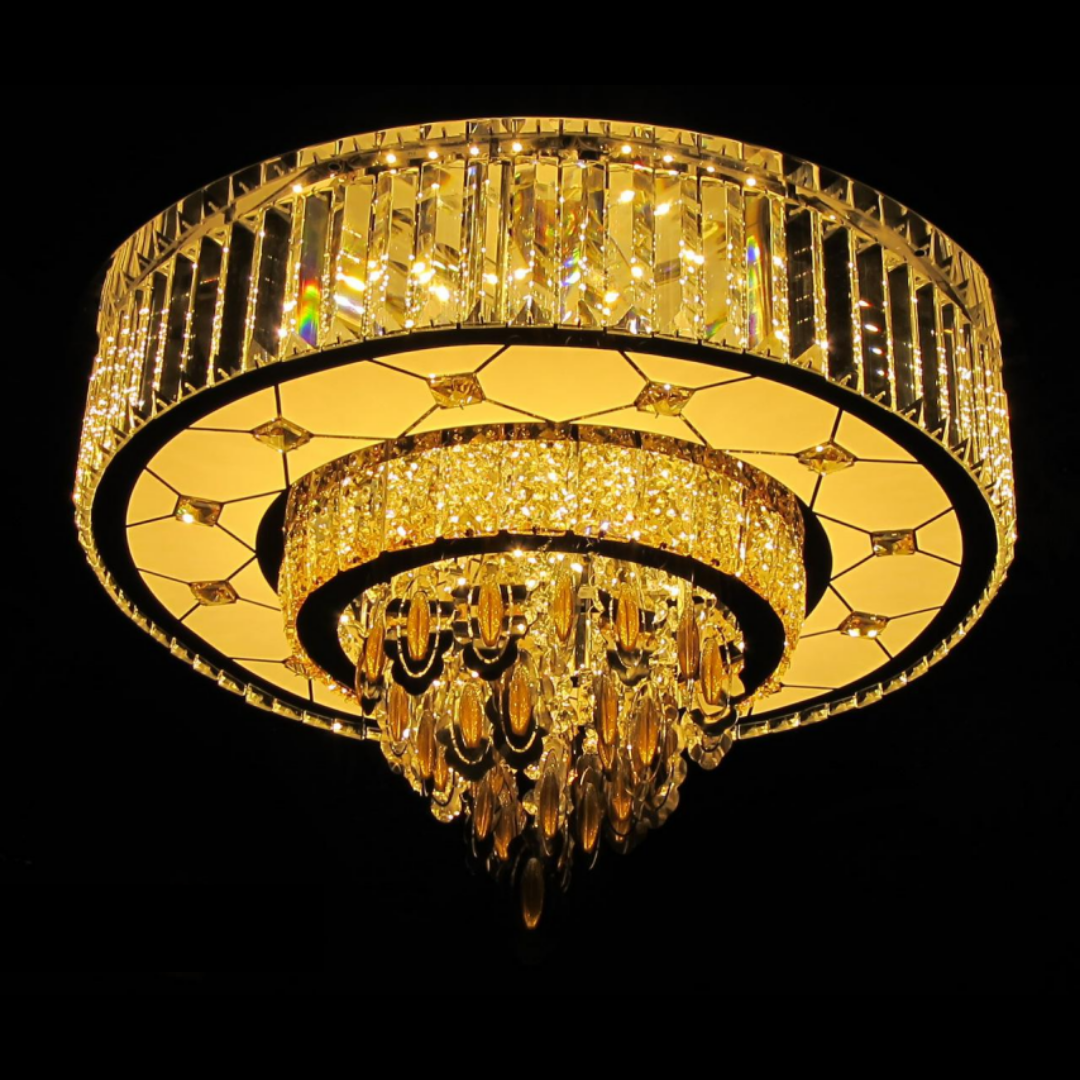 Ceiling Crystal Round Chandelier With Multiple Colour