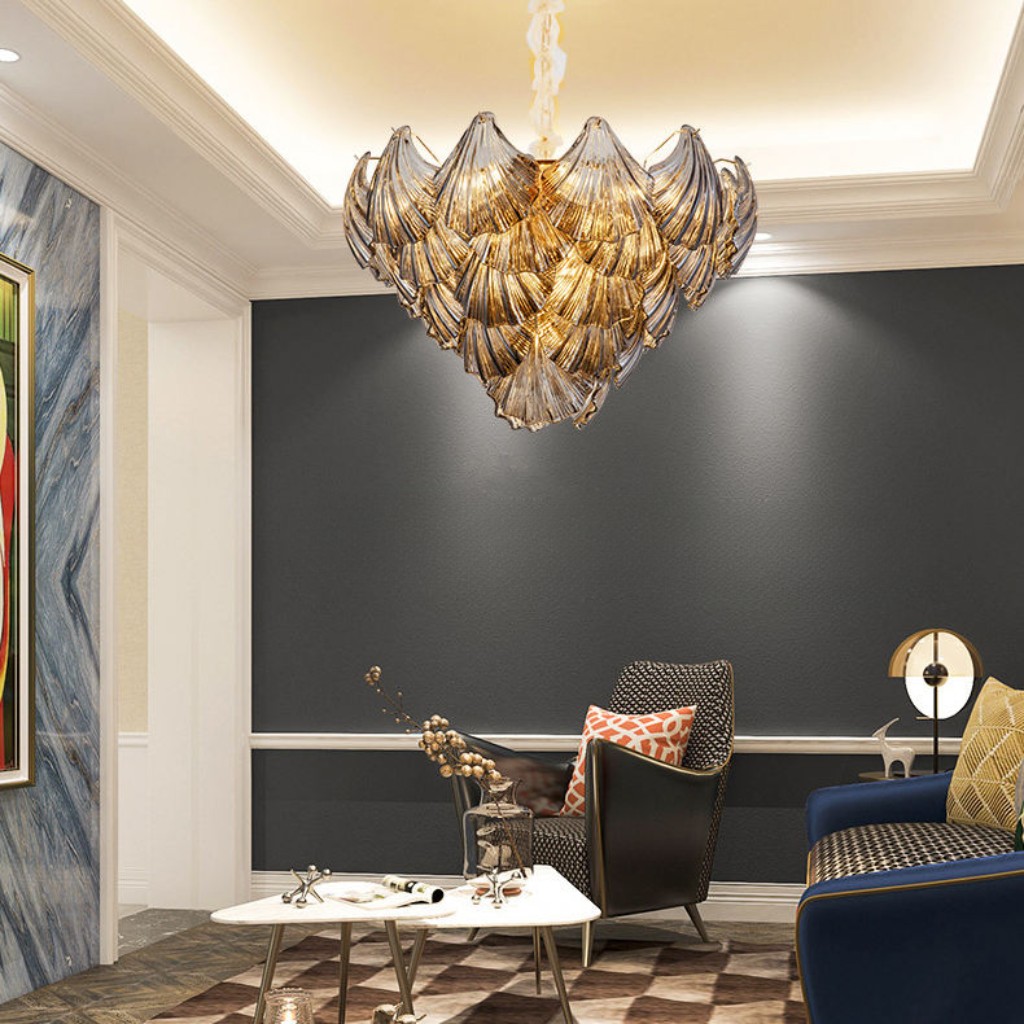 Luxury Smoky Grey Glass Chandelier