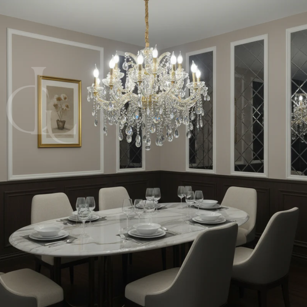 Flames Forever (Gold) Crystal Chandelier