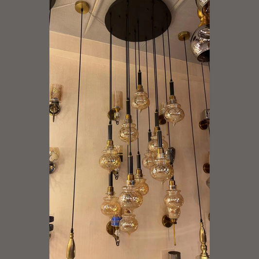 Glass Hanging Lights 12 Pair Bulb Holders