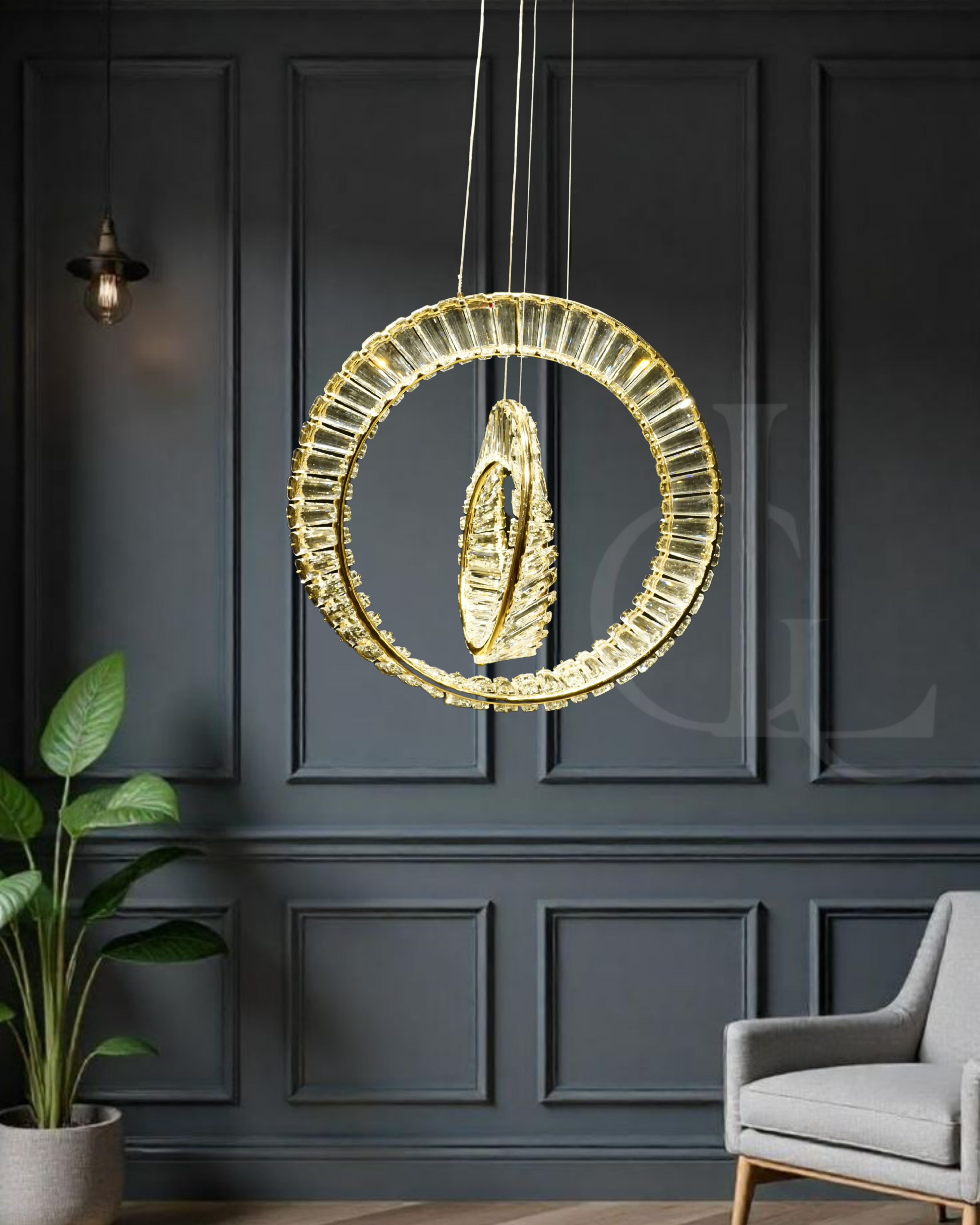 Whirl of Light (Gold, Crystal, LED) Chandelier