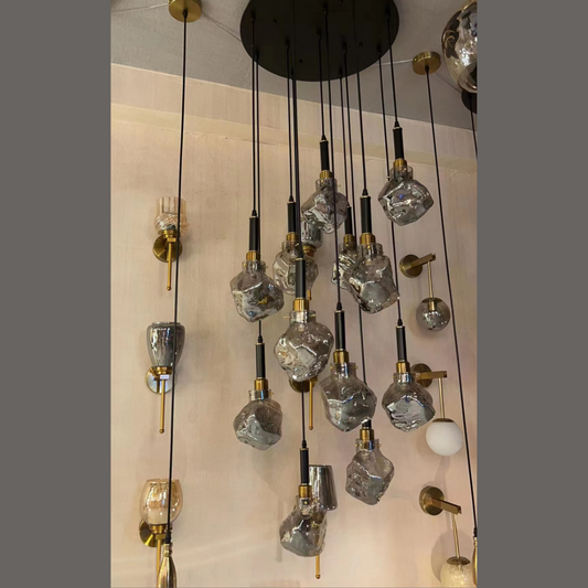 Glass Hanging Lights 12 Pair Bulb Holders