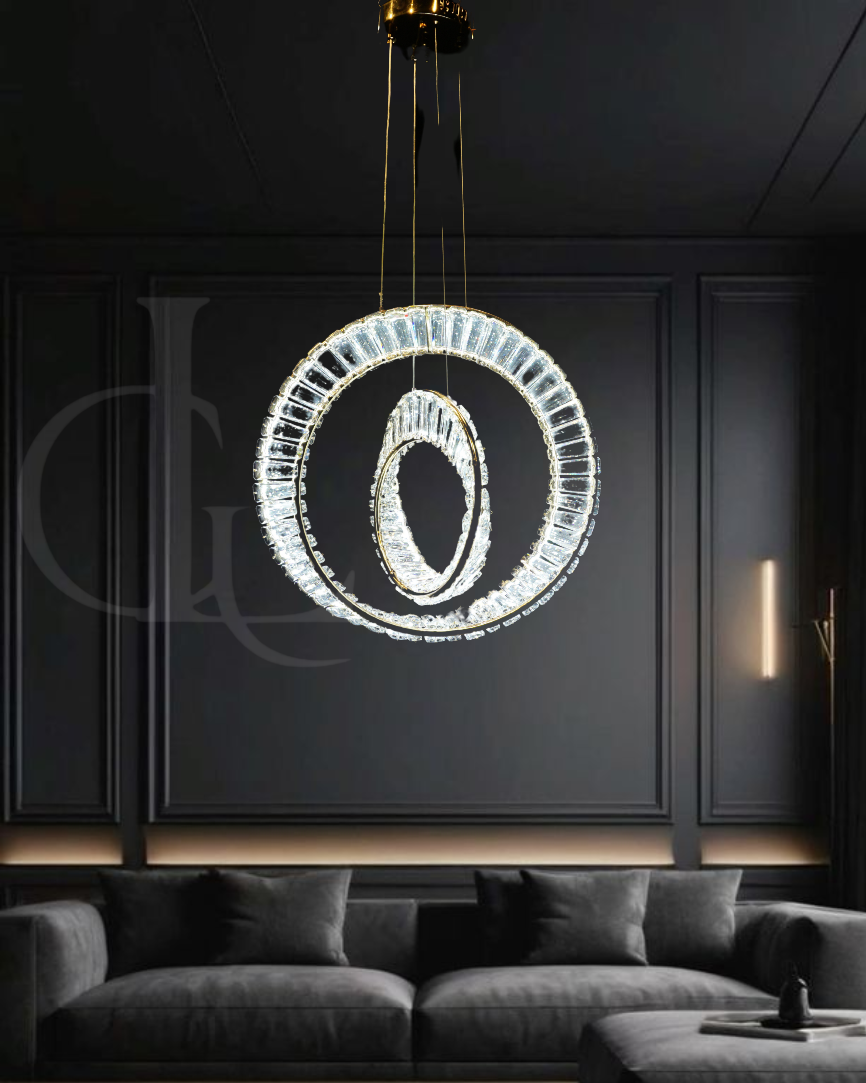 Whirl of Light (Gold, Crystal, LED) Chandelier