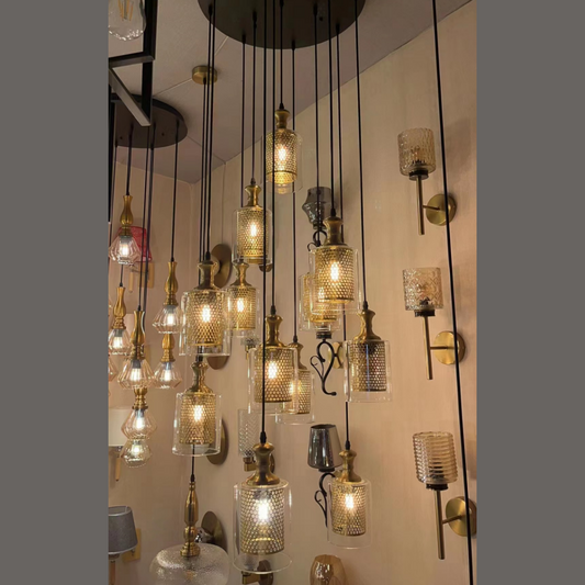 Buy the Glass Hanging Lights 12 Pair Bulb Holders