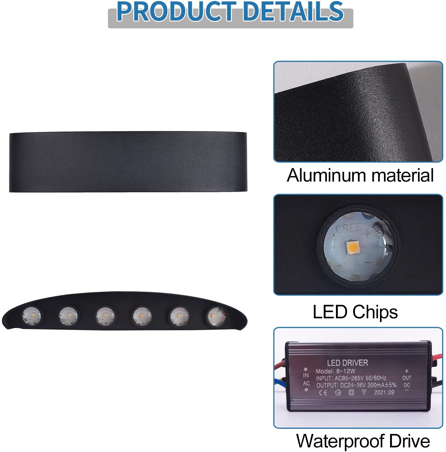 12 LED Waterproof Indoor Outdoor Wall Light