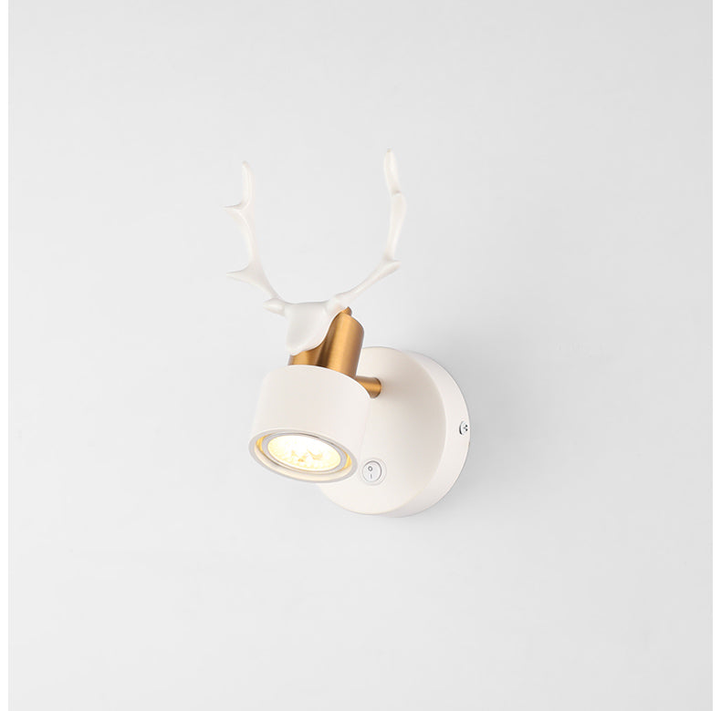 LED Wall Light with White Metal Stag Design