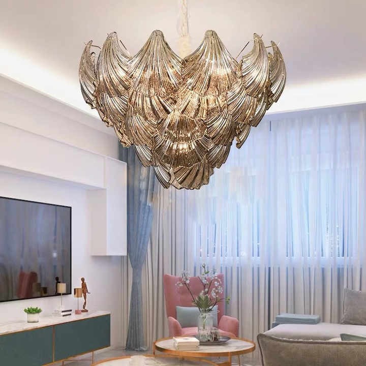 Luxury Smoky Grey Glass Chandelier