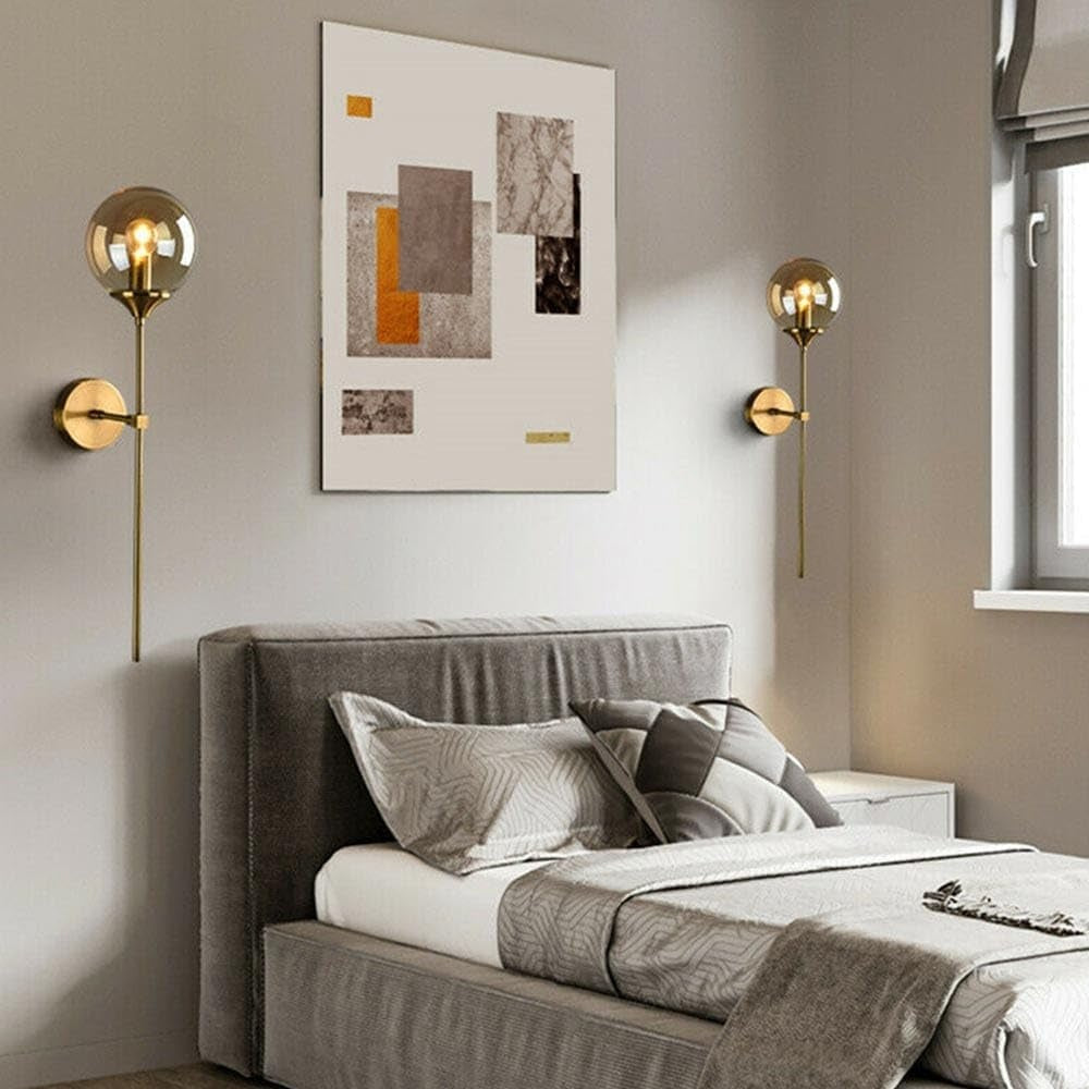 Modern Gold Finish Glass Ball Light Wall Lamp