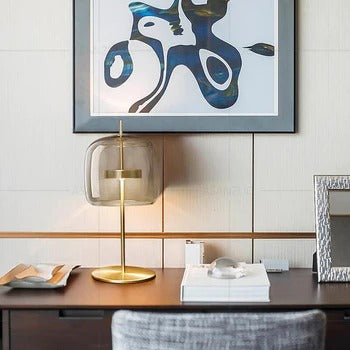 Amber Essence: Glass Table Lamp