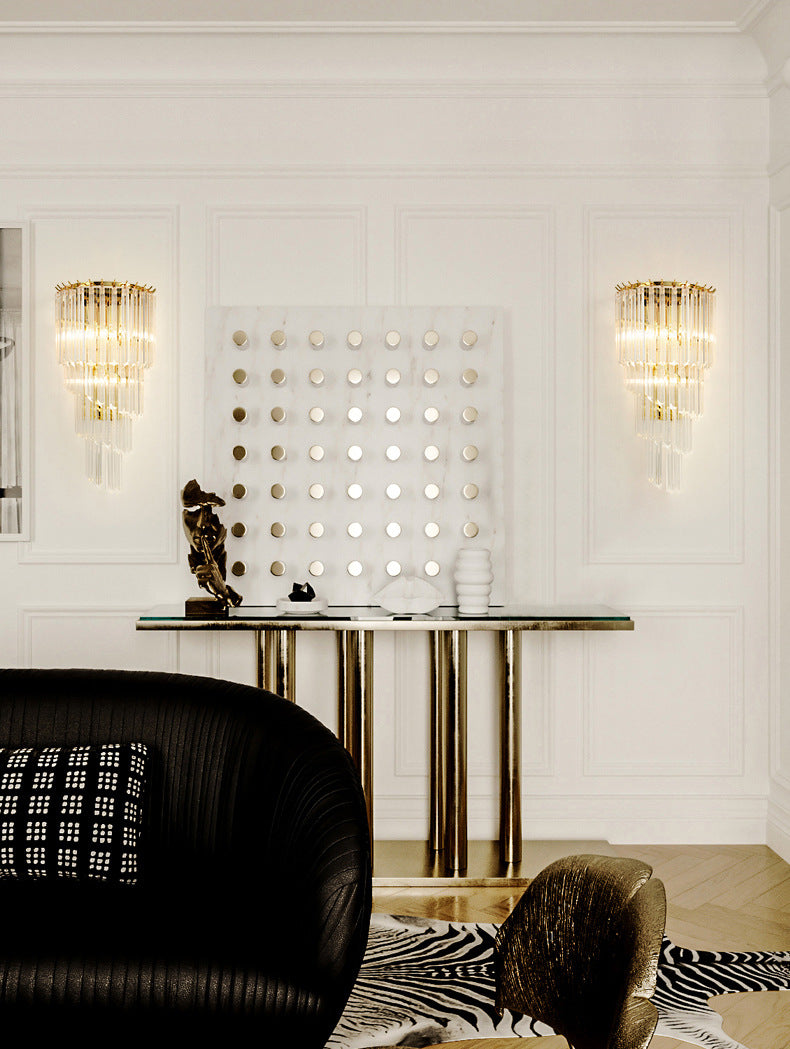Triple Layer with Air: Crystal (Gold) Wall Light