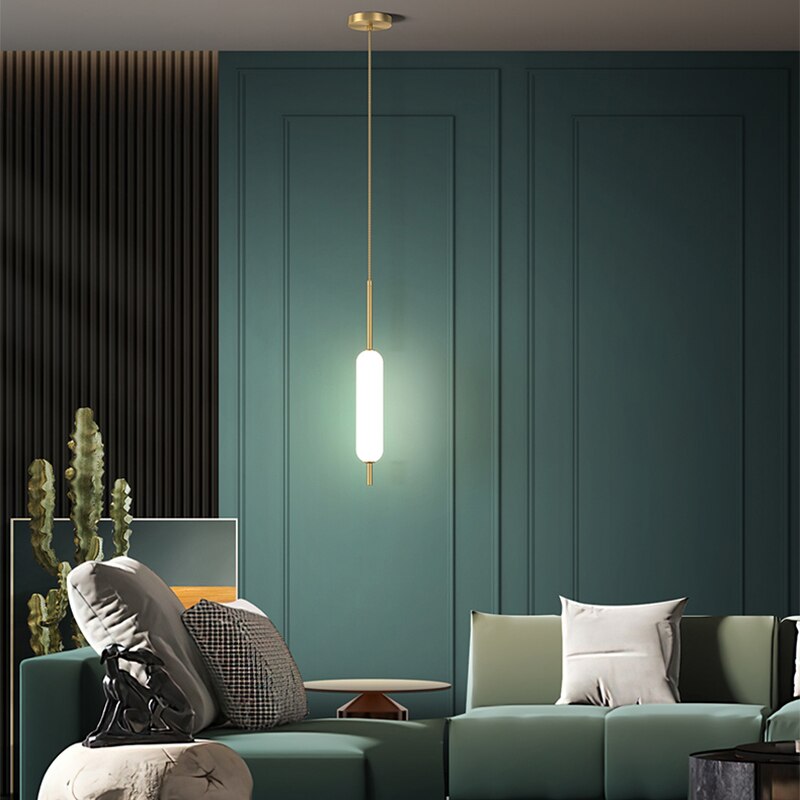 Modern Minimalist Glass Brass Led Pendant Lamp