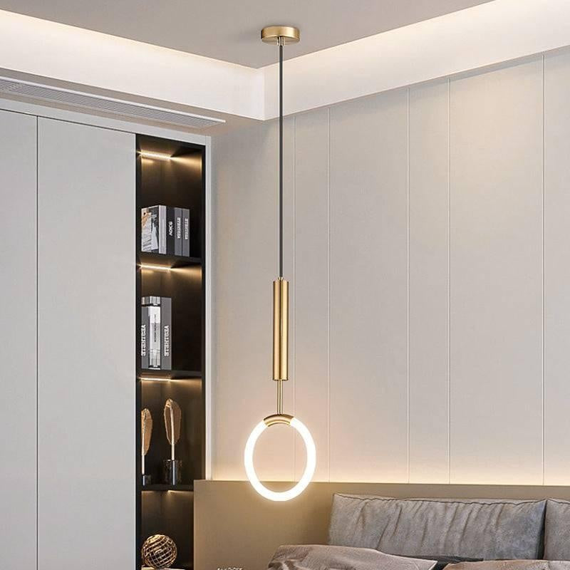 Modern Led Golden Ring Pendant Light