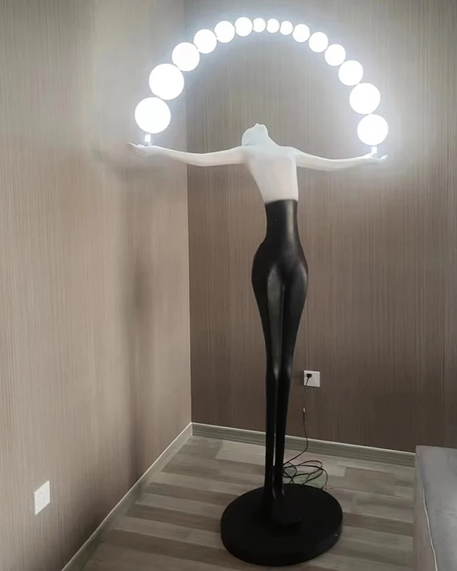 Black And White Lady Art Decorative Floor Lamp