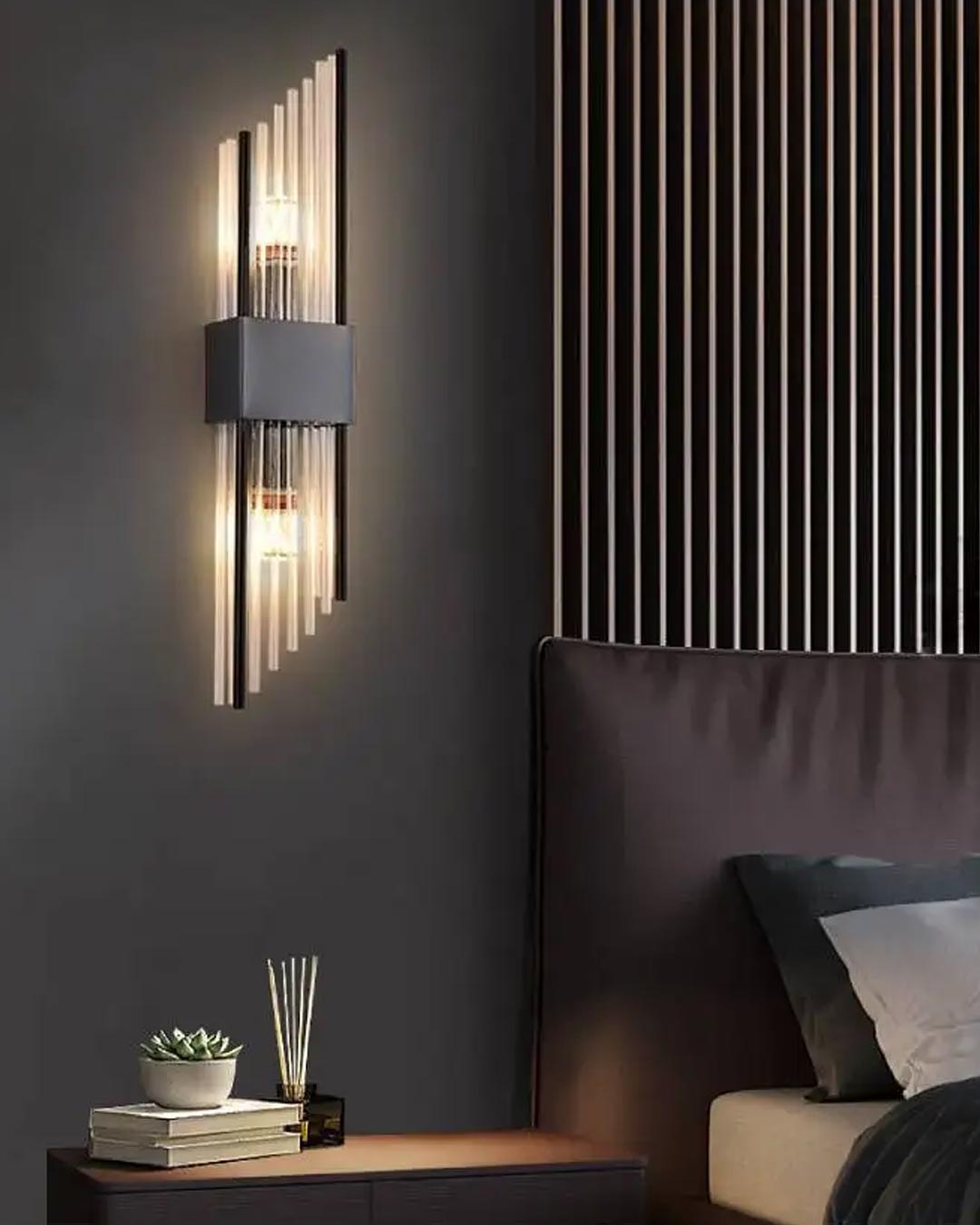 Crystal Parallelogram Wall Sconce - Black