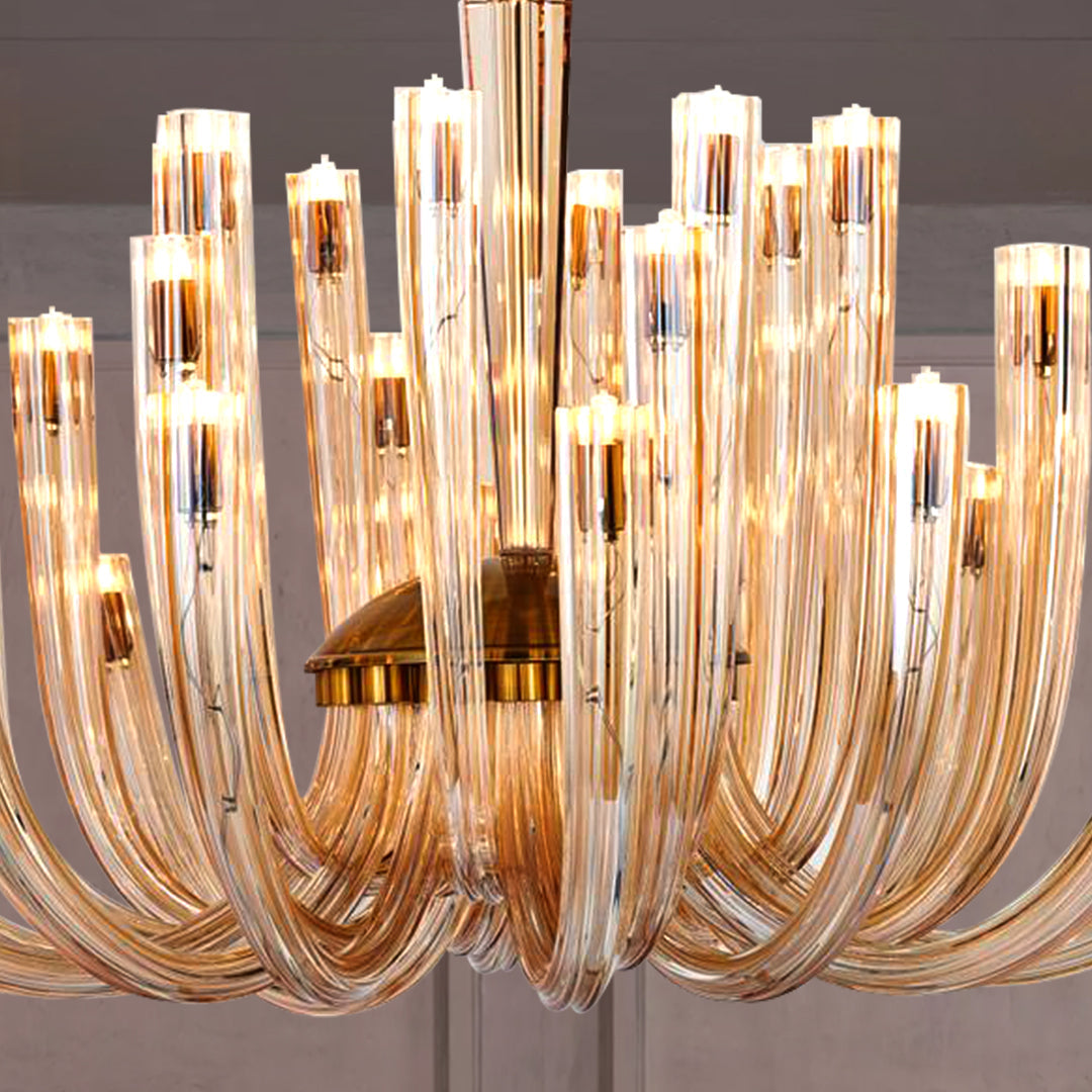 Regal Candle Glass Chandelier (32 Light Heads) Amber