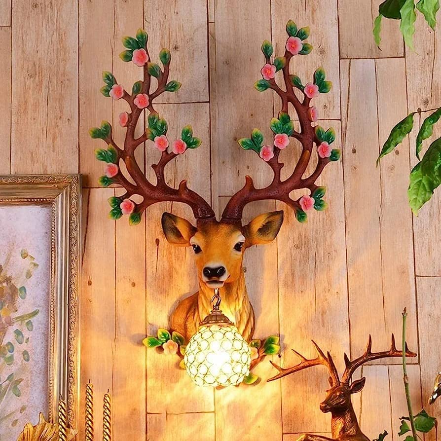 Resin Deer Head Wall Light
