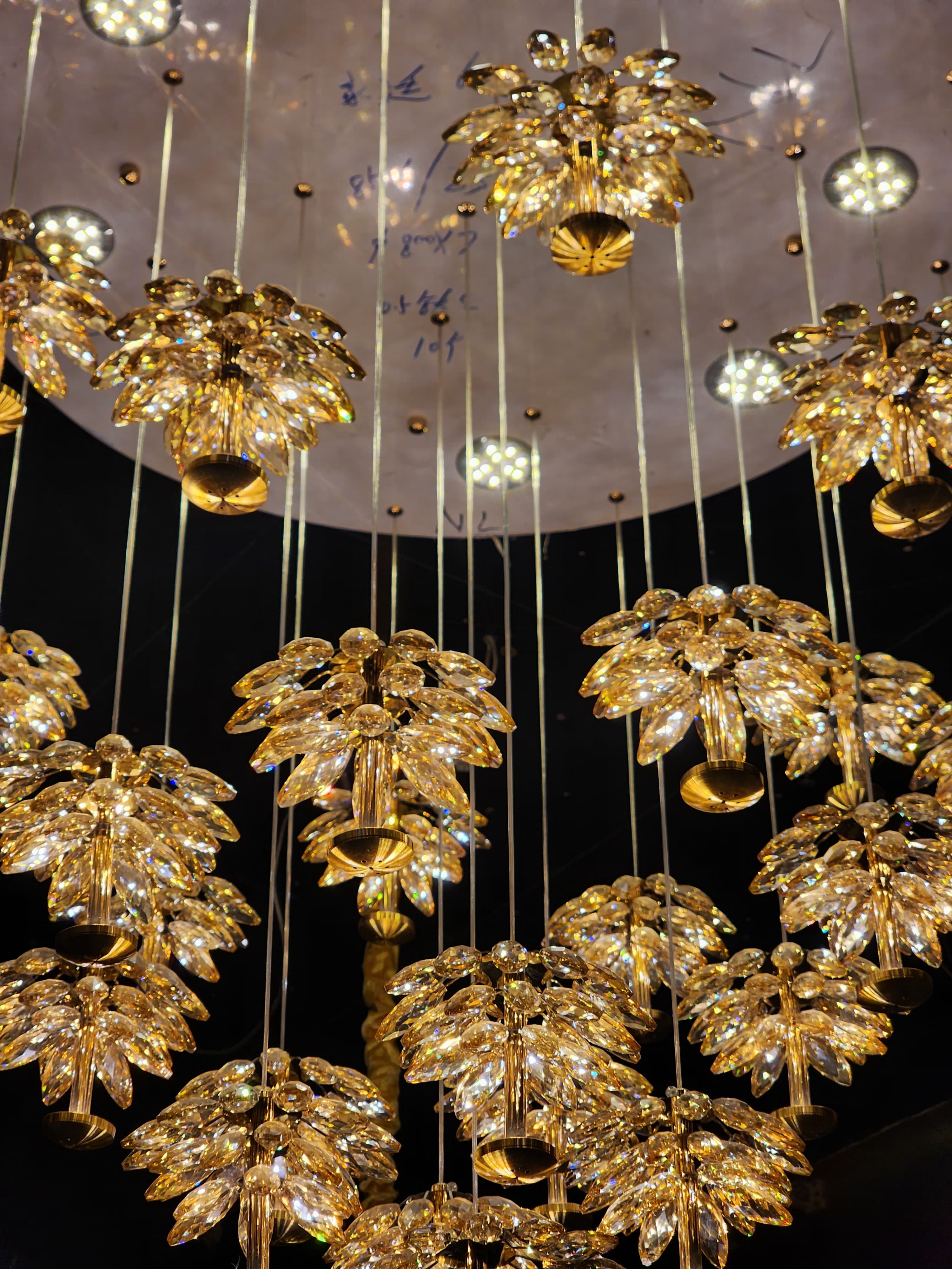 25-Light LED Crystal Flower Double Height Long Stair Chandelier