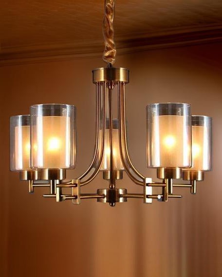 Contemporary Gold Glass Shade Chandelier