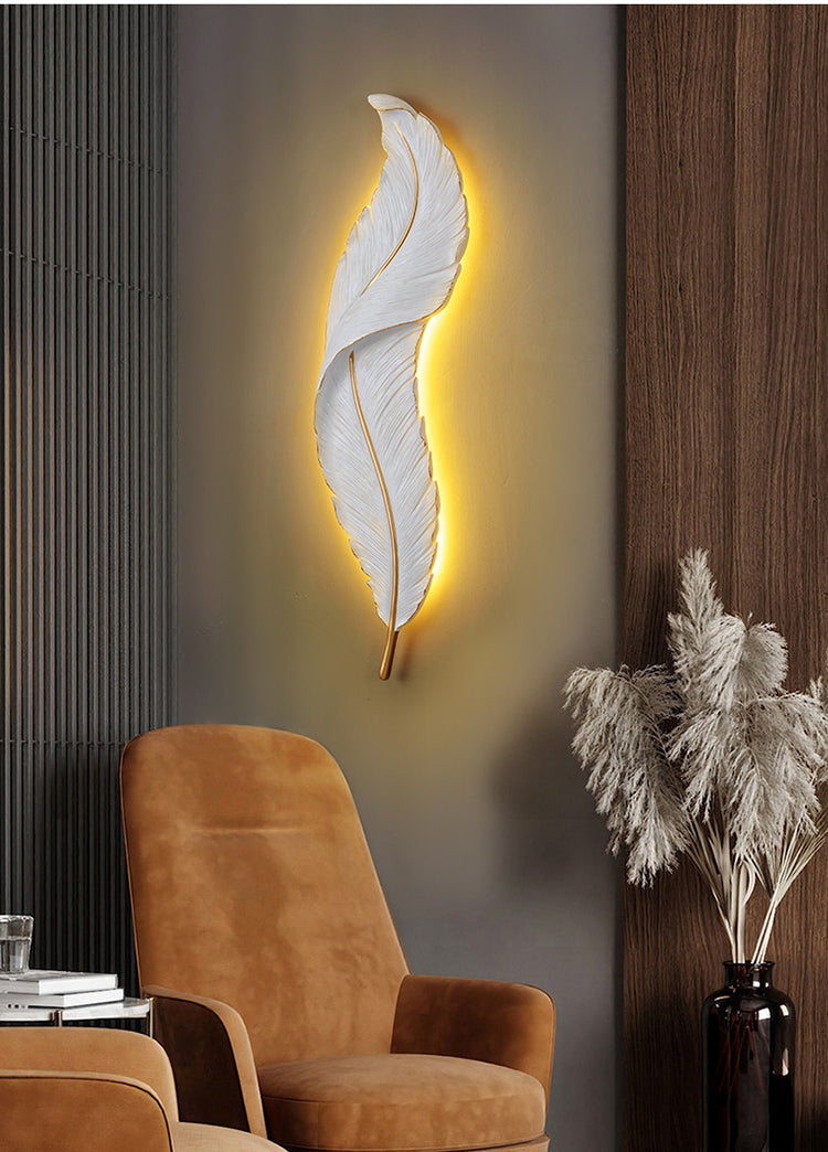 "Gather for a Feather: Feathered Glow Wall Light"