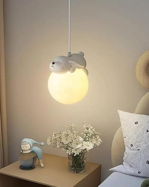 Cute Animal Shaped Moon Pendant Light - Beer