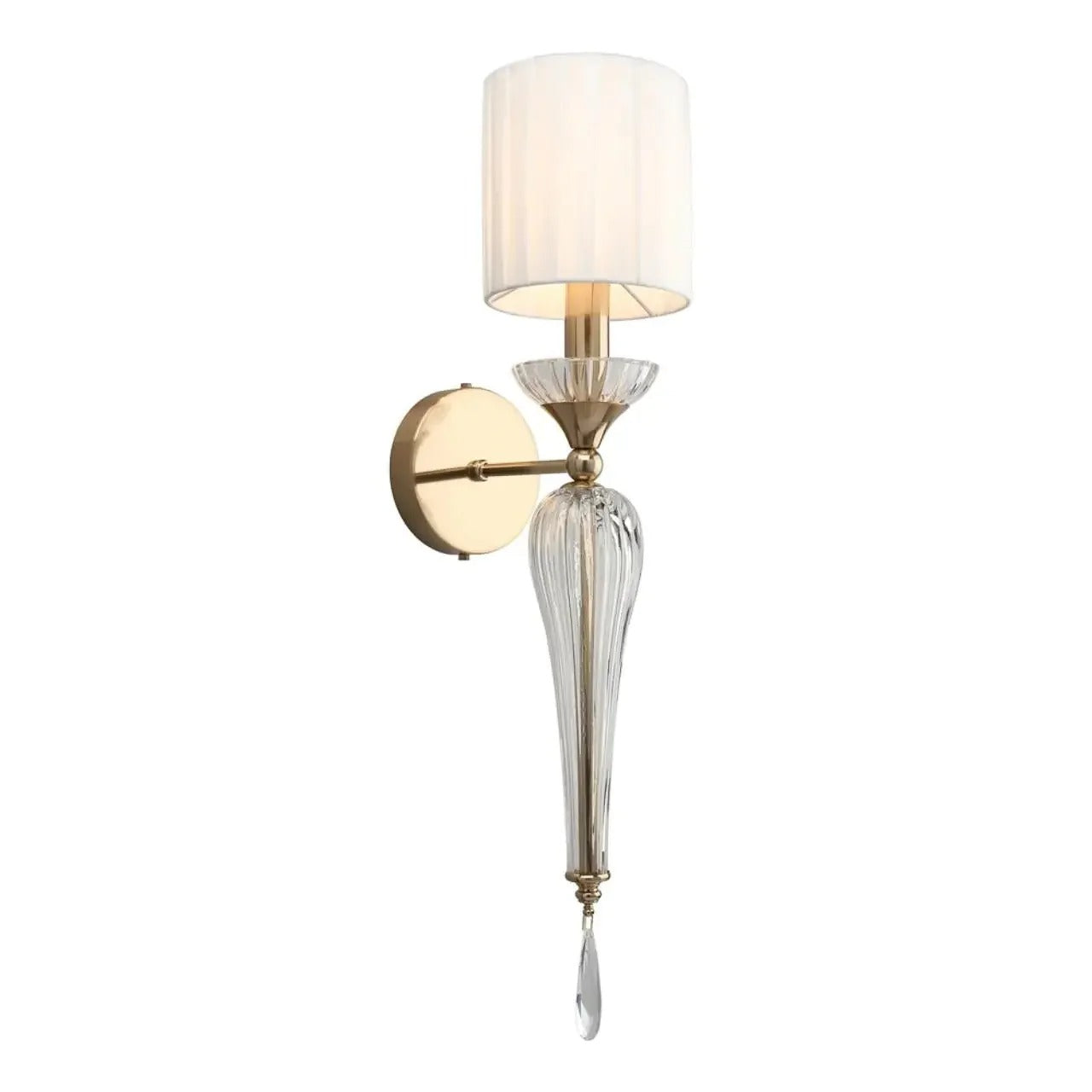 Electroplated Brushed Brass With Fabric Shade Wall Light